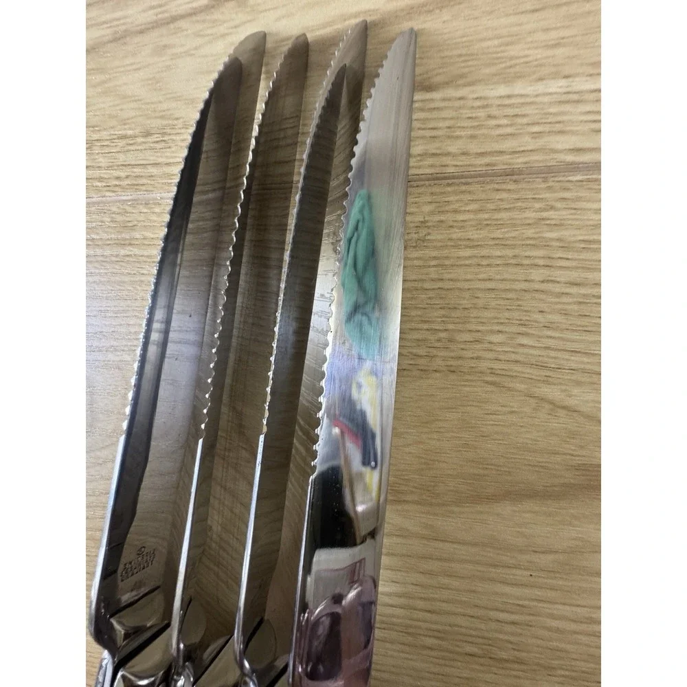 Serrated Stainless Steel Steak Knives Set of 4 Black Handles Thailand